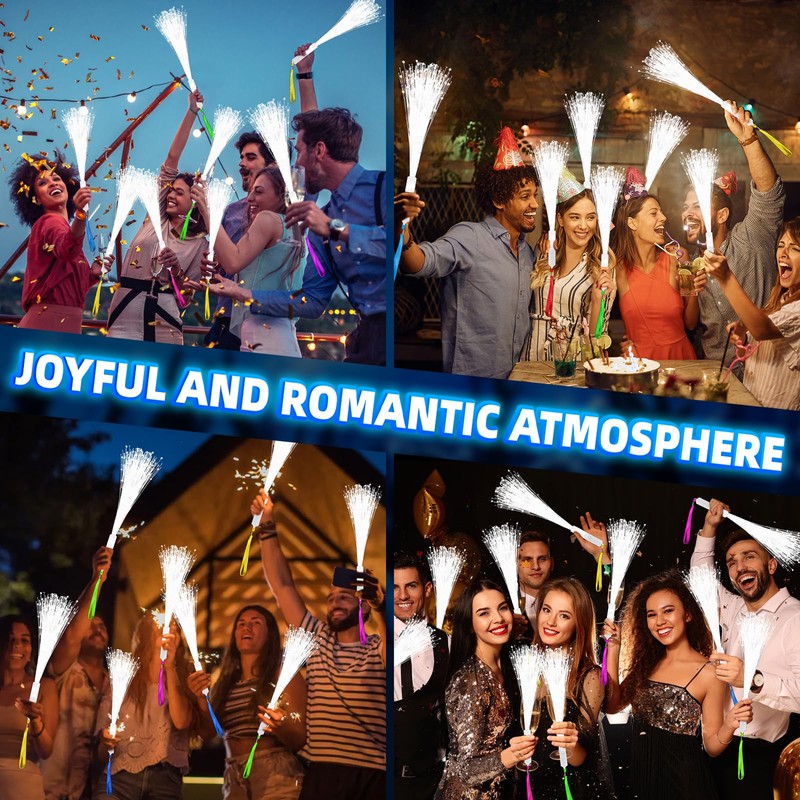 SHQDD 28 PCS Fiber Optic Wands with 3 Light Modes,