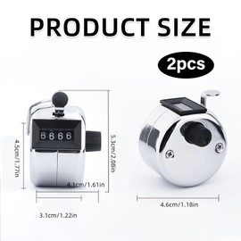 HFMYGS Hand Counter Counter, Clicker, Row Counter Knitting, Hand Counter, Finger Counter, 4-Digit Metal Counter, Clicker Counter, for Person Counter, Coaching, Fitness, Sports, Training, School (2)