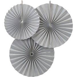 Ginger Ray Silver Glitter Circle Fan Hanging Decorations for Party or Wedding x3 - Metallic Perfection