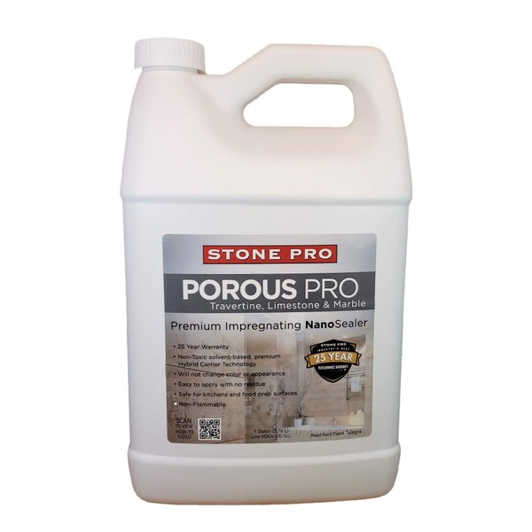StonePro – Porous Pro Sealer (1 Gallon – 128 Fl Oz) (for Sealing Travertine, Limestone, Marble & Porous Stone)