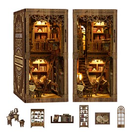 DIY Book Nook Kits 3D Wooden Puzzle Bookshelf Decorative Bookshelf Corner for Adults Teenagers, Gifts for Family, Friends (Ancient Book Collection Room)