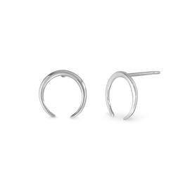 Boma Jewelry Sterling Silver Horn Downward Crescent Stud Earrings