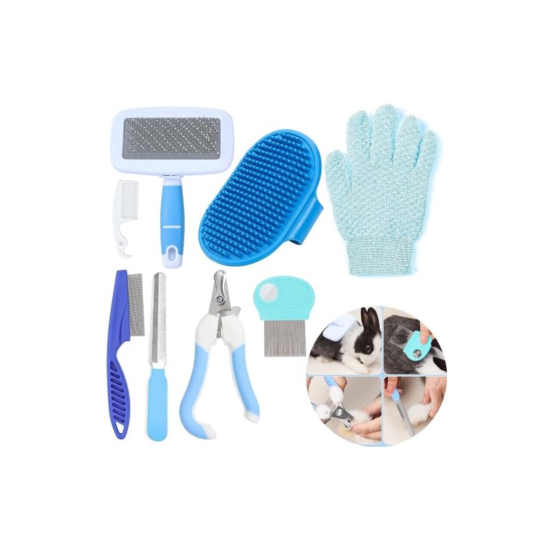 Kit de Aseo de Conejo de 8 Piezas, Cepillo de