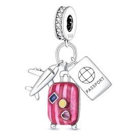 Dije Viajes En Airplane De Plata 925 Premium Charm 1 Pcs