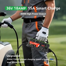 Lztsuply 36V 18Amp Golf Cart Battery Charger, Fully Sealed Charger with Cover Plate IP67 Waterproof Smart Trickle Chargers for 36 Volt Lead-Acid Batteries (D-Shaped Plug for EZGO TXT)