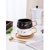 Jusalpha 2 Pack Golden Hand Print Black and White Teacup