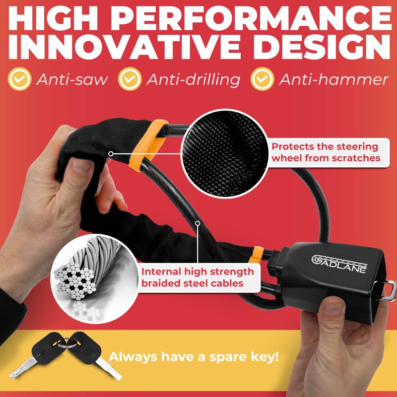 GADLANE Seat Belt Lock Steering Wheel Lock - Double Car