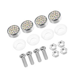 Partuto 1 Set Bling Car License Plate Fasteners Screws Caps Covers Multicolor Universal Rhinestone License Plate Bolt Cap Plastic Washer Durable Material Replacement