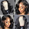 13X6 14inch 230%Density Natural Black Bob Wig Human Hair, Body