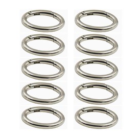 WEICHUAN 10PCS Zinc Alloy Round Spring Clips Carabiner - 1-1/4" Gate O Ring Round Carabiner Snap Clip Trigger Spring Keyring Buckle Organizing Accessory Metal Secure Holder(Silver)