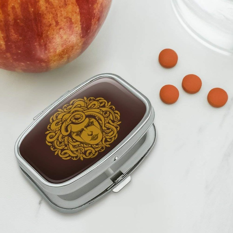 Medusa Gorgon Head Covered in Snakes Rectangle Pill Case Trinket