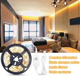 Tira de Luces Led, 3M Luz Led Regulable con Sensor de Movimiento, 180 LED, 3500K Brillo Ajustable para Cocina, Recámara, Sala de Estar, Dormitorio (Blanco Calido)