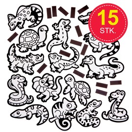 Baker Ross FN196 Reptile Velvet Art Magnets - Pack of 15, Painting and Craft Templates for Kids