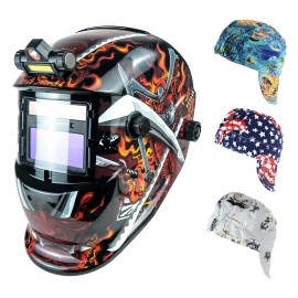 TRQWH True Color Welding Hood Wide Shade 9-13 & 3 Pcs Protective Welders Caps