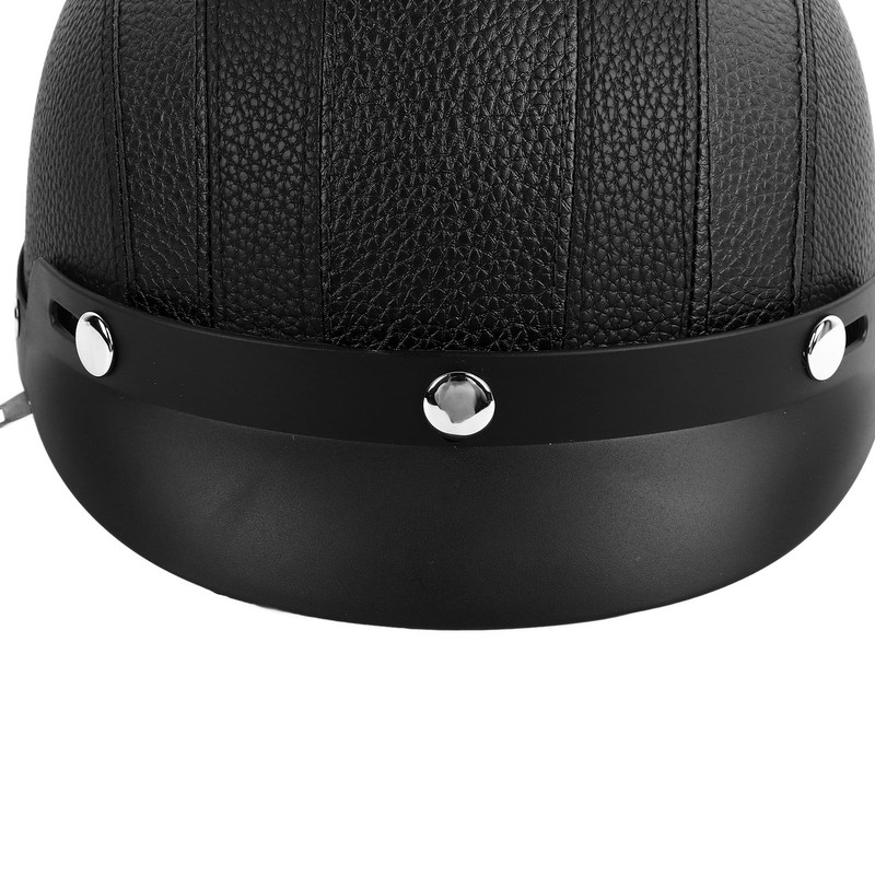 Half Helmet Breathable Sun Blocking Retro Safe PU Leather Motorcycle