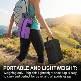 Waterproof Sports Boot/Shoe/Travel Bag for Football Cricket Rugby Golf Toiletry Gym for Men/Women (Black-Purple)