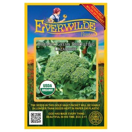 Everwilde Farms - 250 Organic Green Sprouting Calabrese Broccoli Seeds - Gold Vault Packet
