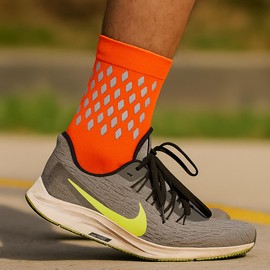 ReflecToes Reflective Socks, Orange – High Visibility Socks For Running and Cycling–for Night Runners, Bikers, and Outdoor Athletes (Orange, Medium)