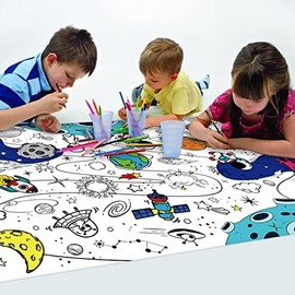 Xiliconie Outer Space Coloring Books for Boys Girls Solar System Universe Giant Coloring Poster Large Coloring Tablecloth for Kids Adults Classroom Home Birthday Party Supplies27.5X 39.37 Inch