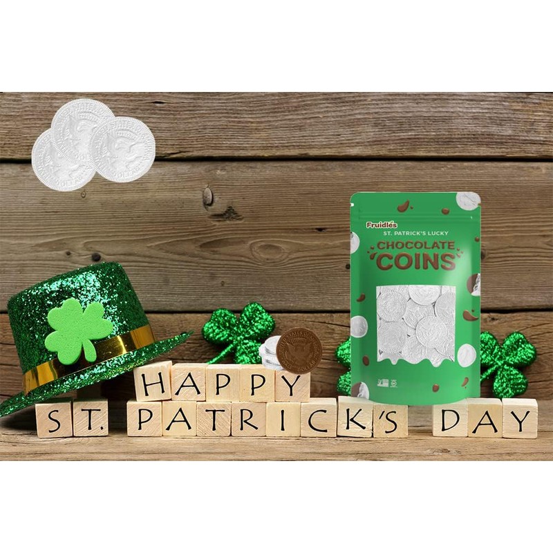 St. Patrick's Day Dark Chocolate Silver Coins, Dairy-Free Bittersweet Chocolate,