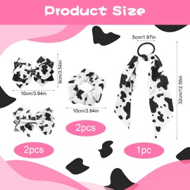 Cow Bow Print Bandana Accessories, Durable and High-elasticity Cow Print Accessories for Women，5PCS Black and White Cow Print Outfit Accessories for Any Occasions