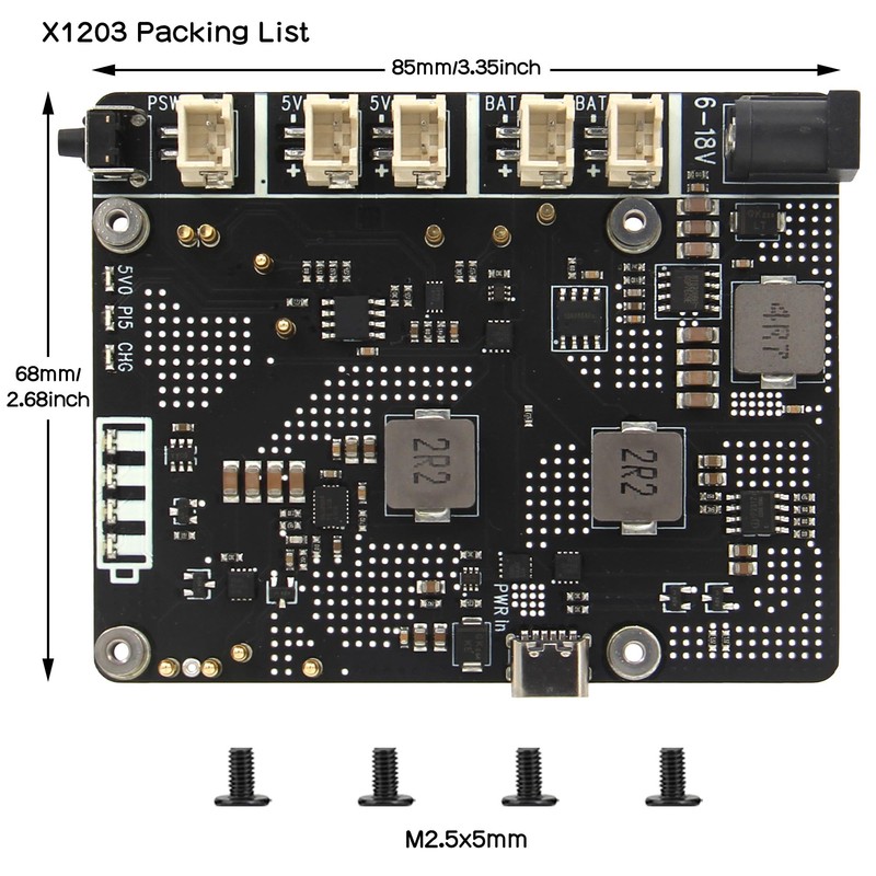Geekworm X1203 5V UPS Shield for Raspberry Pi 5| Max