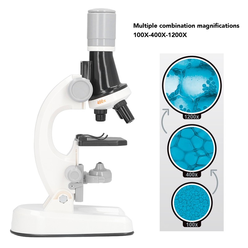 Kids Microscope Kit LED 1200X Microscope with Specimen Slides Science