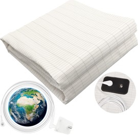 VigorVortex Grounding Bed Sheet -10% Silver Fiber Conductive Fabric for Better Sleep, Anti-Static 137x190cm White 1PC