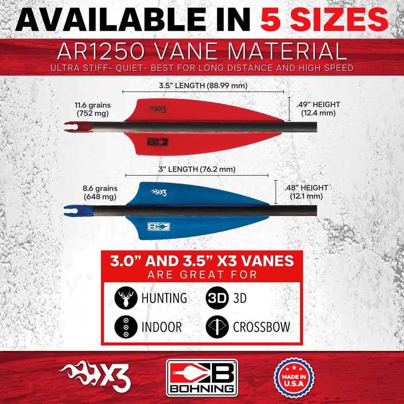 Bohning X3 Vane, 3.5", White, 100pk