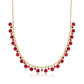 Ross-Simons 16.90 ct. t.w. Ruby Drop Necklace in 18kt Gold Over Sterling. 18 inches
