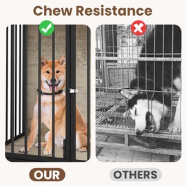 Rovibek 39 inches Dog Crates for Large Dogs, Dog Kennel Furniture with Bowl, Large Dog Crate with 3 Doors, Flip-up Top Opening and Wheels, Dog Kennel Indoor, Grey