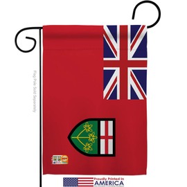 Americana Home & Garden GS140940-P3-03 Ontario Flags of The World Canada Provinces Impressions Decorative Vertical 13" x 18.5" Flag Set Metal Fansy Wall Bracket Hardware