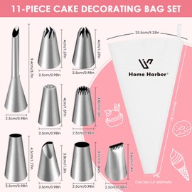 11-Piece Kit of Piping Bag Set, Premium Piping Bag Set, Professional Disposable Piping Bag, Piping Bag Disposable with 9 Stainless Steel Nozzles, Medium Piping Bag for Cakes, Baking