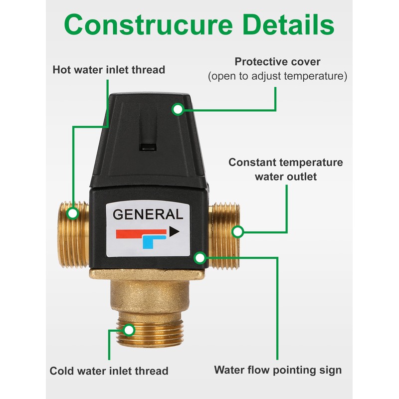 Thermostatic Mixing Valve, Mixing Valve 3 Way DN20 Male G