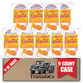 Old Vienna of St. Louis Cheesy Red Hot Riplets Hot BBQ Chips 9oz Bags (9 Count) Snack Case by TranadaCo