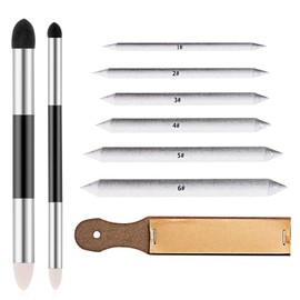 KLEHOPE 9-Piece Paper Wiper Set, Double Ended Mixing Sponge Pens, Multiple Sizes Sketching Paper Wiper, Pencil Sanding Board Paper, for Sketching, Painting, Art