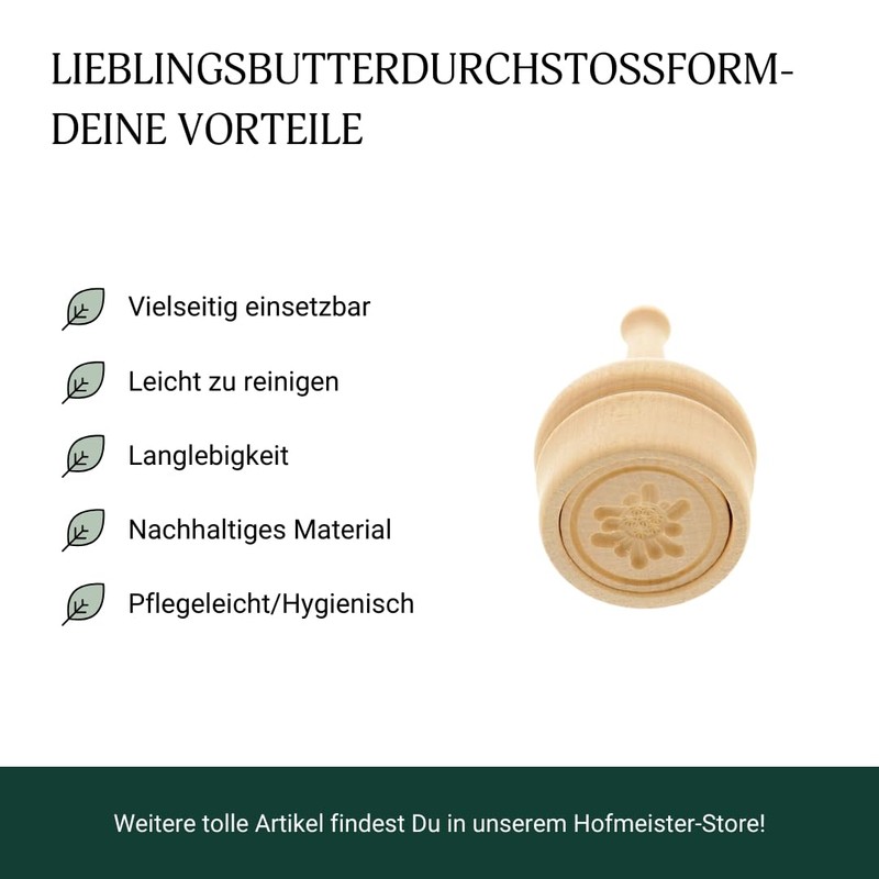 HOFMEISTER® Butter Stamp for 30 g Butter, 5 cm, Edelweiss,