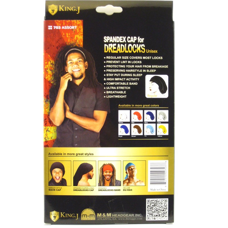 King.J Regular Size Unisex Spandex Cap For Dreadlocks (Red)