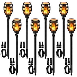 LUYE Low Voltage Torch Landscape Lights Wired Flickering Flames Torches Pathway Lights 12V Outdoor Torch Lighting with Connector Waterproof Landscape Lighting for Yard Patio Decoration (8Pack)