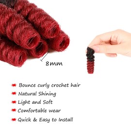 QUEENTAS 5 Packs Crochet Braids Hair Extensions for Black Women, Jamaican Bounce Red Crochet Hair, Gogo Curl Braiding Hair (8mm, 1B/BUG)