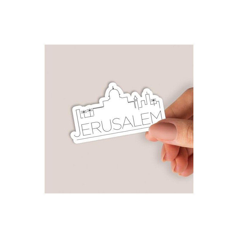 Squiddy Jerusalem Isreal Skyline - Vinyl Sticker Decal for Phone,