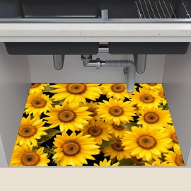 Yangbliss 22" X 34 Sunflower Under Sink Mat,Super Absorbent Shelf Drawer And Cabinet Liner, Foldable Sink Protectors For Kitchen Organizers And Storage,Kitchen Decor And Accessories(22inches*34inches)