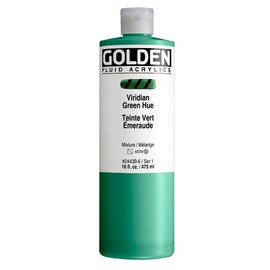 Fluid Acrylics by GOLDEN, Viridian Green Hue, 16 fl. oz. Bottle, Professional Acrylic Paint, Semi-Transparent