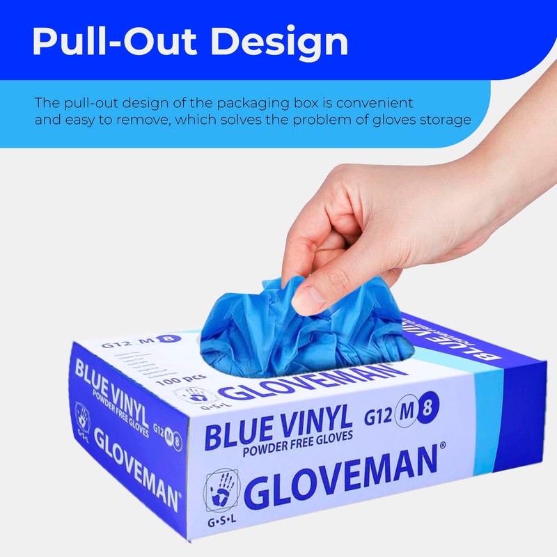 K-MART Gloveman Blue Vinyl Disposable Gloves (Box of 100) (Large)