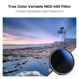 K&F Concept 58mm True Color Variable ND Filter ND2-ND400 (1-9 Stops) AGC Optical Glass Multi-Coating VND for Camera Lens (Nano-K Series)