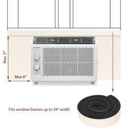 BEWAVE Window Air Conditioner Insulation Foam Panels, AC Side Surround Panels Kit with Top Seal Strip for AC Unit Indoor 2 Pack