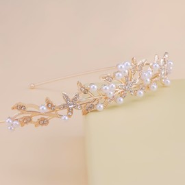 Chanaco Crowns and Tiaras for Women Wedding Hair Accessories Bridal Tiara Wedding Crown for Bride Prom Headband Bachelorette Party Bridal Shower Decoration Engagement Gifts (Gold, All)