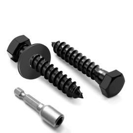 Zuyya Pack of 12 Wood Screws Hexagon M8 x 50 mm Black Key Screws Stainless Steel A2 V2A with Washers and Socket Wrench