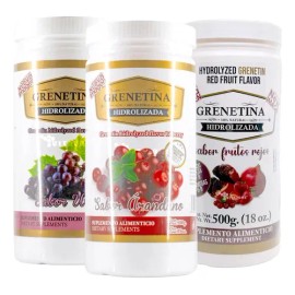 Grenetina Hidrolizada 100% Natural 500 Grs Pretty Bee 3 Bote Sabor Uva Frutos Arandano