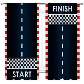 Kids Boys Race Car Curtains, Extreme Sports Car Raing Theme Cool Game Blackout Gray Window Drapes Treatments for Teens Men Bedroom Living Room Nursery Playroom Decor 2 Panels Set, 42"x45" Inch